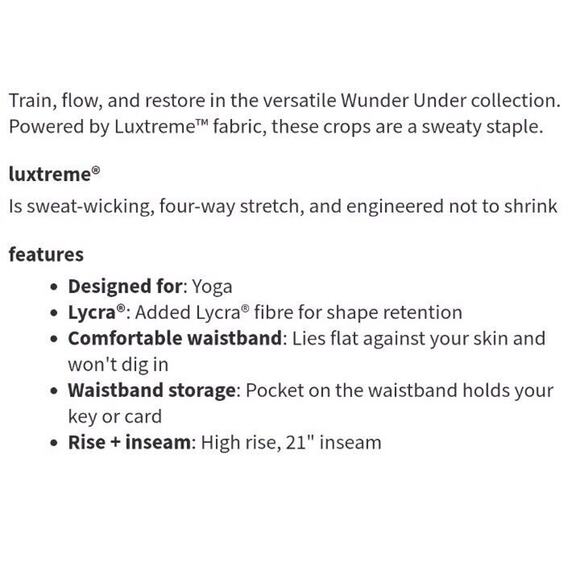 Lululemon 4 Wunder Under High Rise Crop 21” Luxtreme White Stripes LW6AXTS - Picture 2 of 12